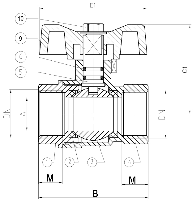 Medidas Válvula Esfera Fêmea x Fêmea - Industrial