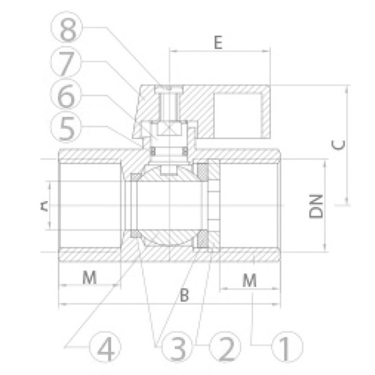 Medidas Válvula Esfera Mini Fêmea x Fêmea - Industrial